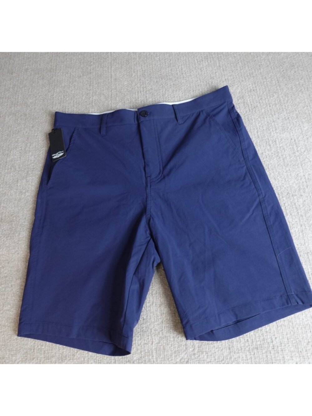 Straight Down Shorts 32 Blue Solid Chino Performance Tommy Short NEW